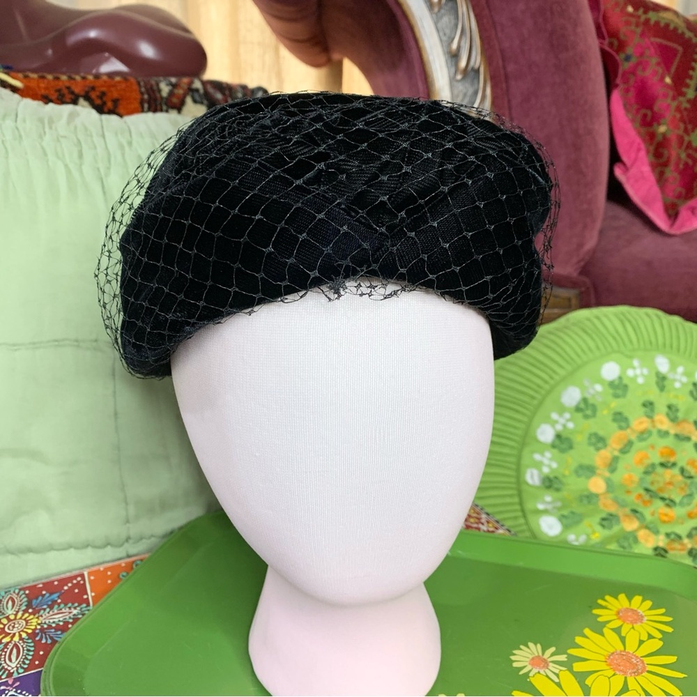 60s Vintage Black Netted Hat